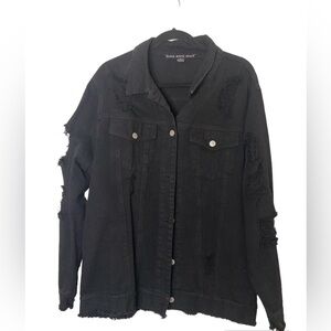 HYFVE Black Distressed Denim Jacket
